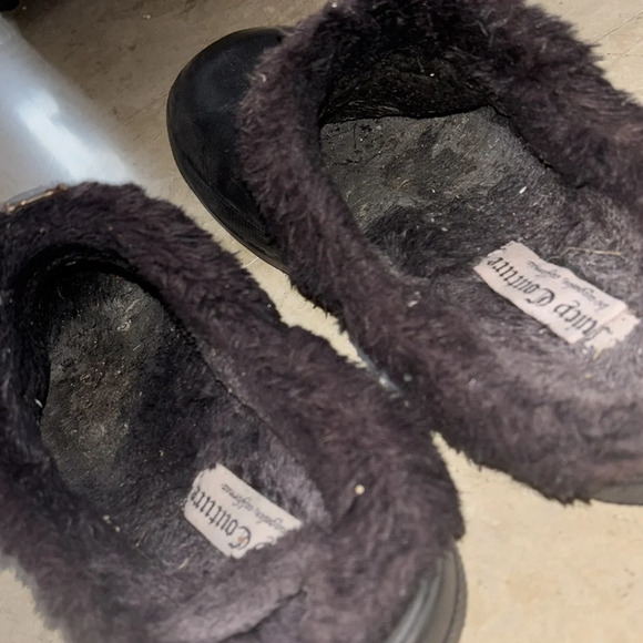 Juicy couture rhinestone bling fur lined crocs style slippers Sz 9 - Picture 7 of 10